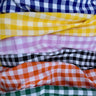 Checkered Gingham Polyester Fabric - Baby Blue-White, 60" Width