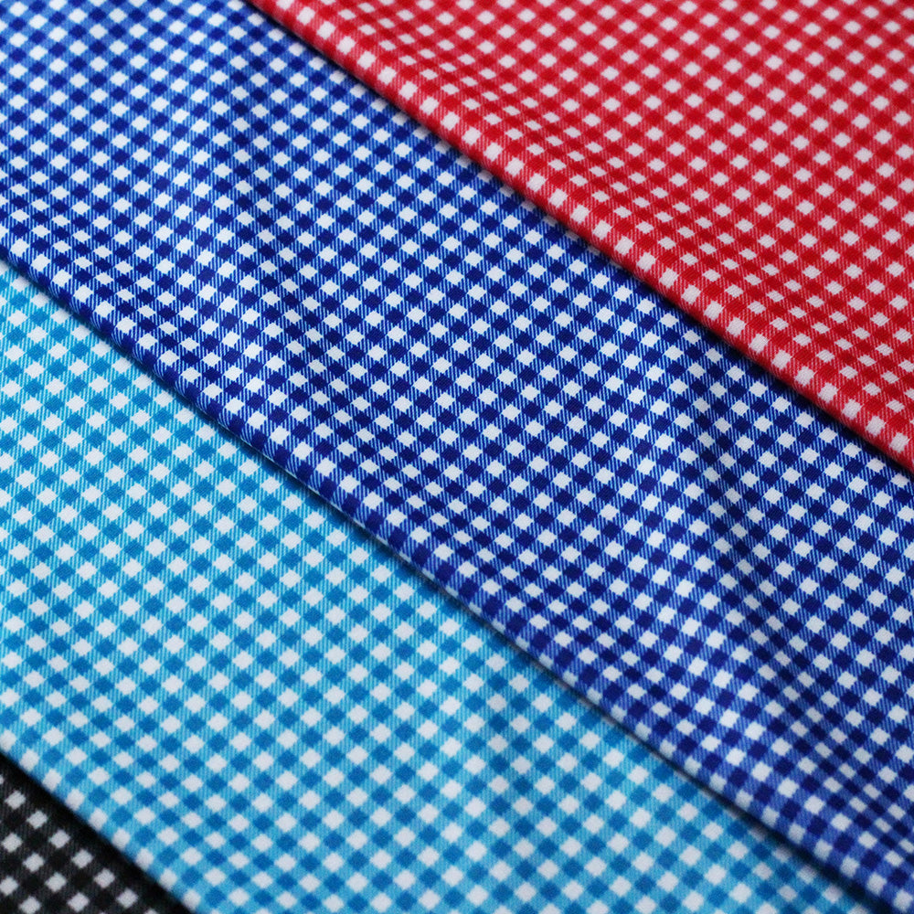 Gingham Check Poly Spandex Fabric - Micro Plaid, Assorted Colors, 58/60" Width (1 Yard)