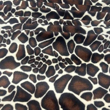 Giraffe Print Velboa Faux Fur Fabric - Brown And Cream Giraffe Print, 58/60" Width
