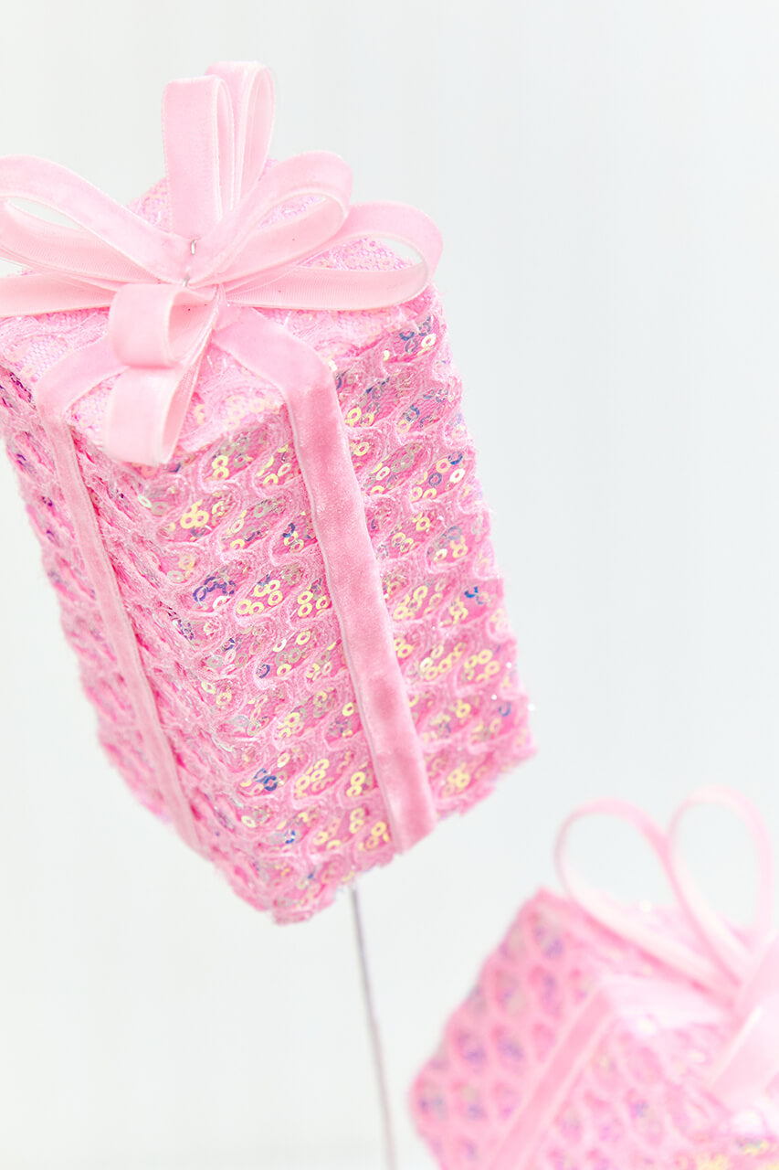 28" Pink Mesh Gift Box Spray
