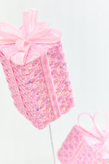 28" Pink Mesh Gift Box Spray