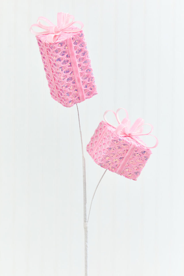 28" Pink Mesh Gift Box Spray