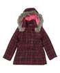 Girl Faux Fur Hood Coat - Pink Plaid, Hooded Fleece Coat (1 Piece)