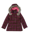 Girl Faux Fur Hood Coat - Pink Plaid, Hooded Fleece Coat (1 Piece)