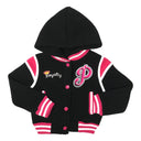 Girls Varsity Jacket - Girls Jacket, Red, Rose, Honey, Plumb, Black, Snap Button Closure, Hood (1 Piece)