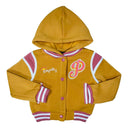 Girls Varsity Jacket - Girls Jacket, Red, Rose, Honey, Plumb, Black, Snap Button Closure, Hood (1 Piece)