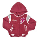 Girls Varsity Jacket - Girls Jacket, Red, Rose, Honey, Plumb, Black, Snap Button Closure, Hood (1 Piece)