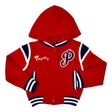 Girls Varsity Jacket - Girls Jacket, Red, Rose, Honey, Plumb, Black, Snap Button Closure, Hood (1 Piece)