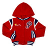 Girls Varsity Jacket - Girls Jacket, Red, Rose, Honey, Plumb, Black, Snap Button Closure, Hood (1 Piece)