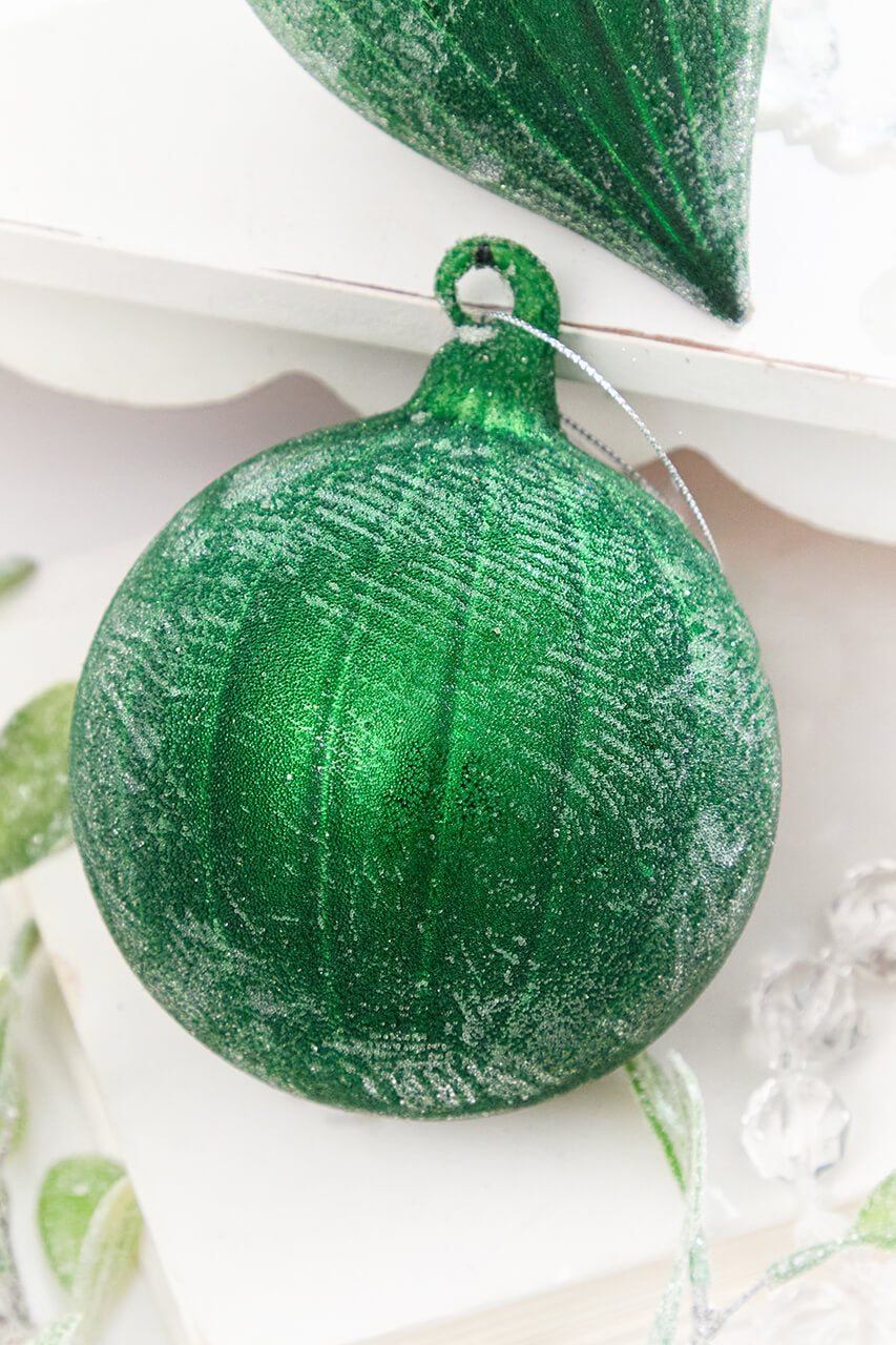 4" - 6.5" Frosted Green Glass Ornament
