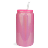 16 oz Glass Can Single Wall - Shimmer Hot Pink