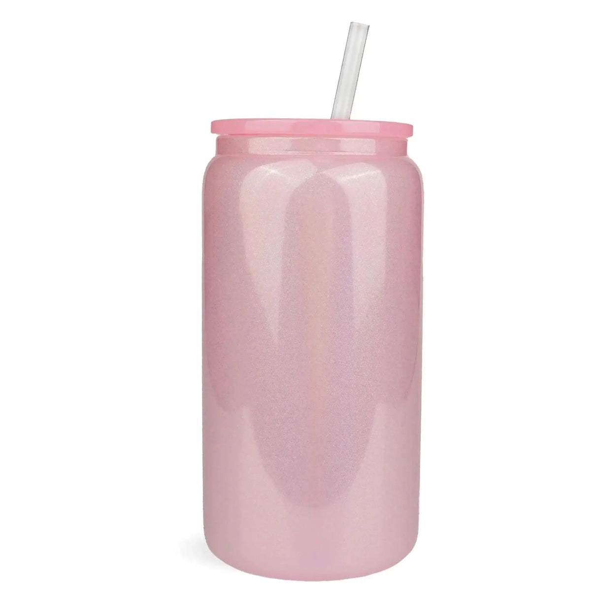 16 oz Glass Can Single Wall - Shimmer Light Pink