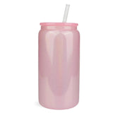 16 oz Glass Can Single Wall - Shimmer Light Pink