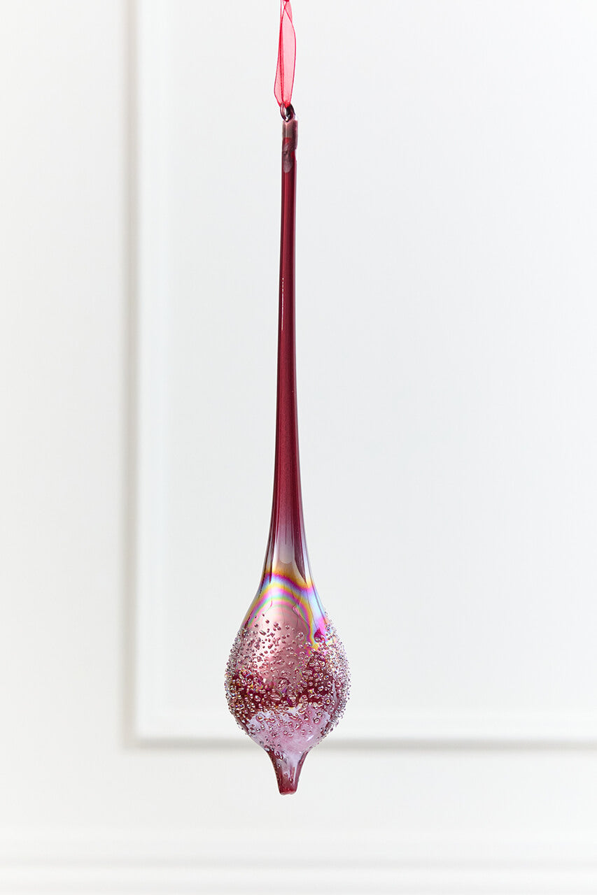 12" Burgundy Glass Drop Ornament