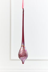 12" Burgundy Glass Drop Ornament