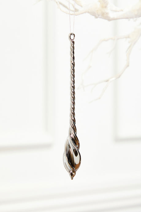 8" Slate Gray Drop Glass Ornament