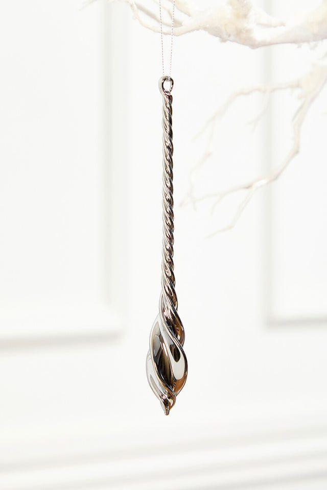8" Slate Gray Drop Glass Ornament