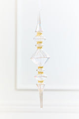 11.5" Iridescent Glass & Gold Glitter Finial Drop Ornament