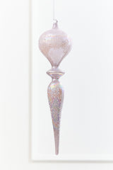 12" - 13" Iridescent Glitter Finial Glass Ornament