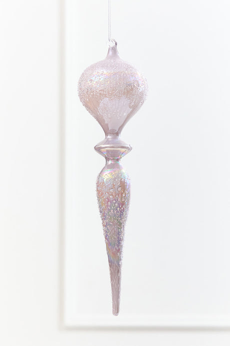 12" - 13" Iridescent Glitter Finial Glass Ornament
