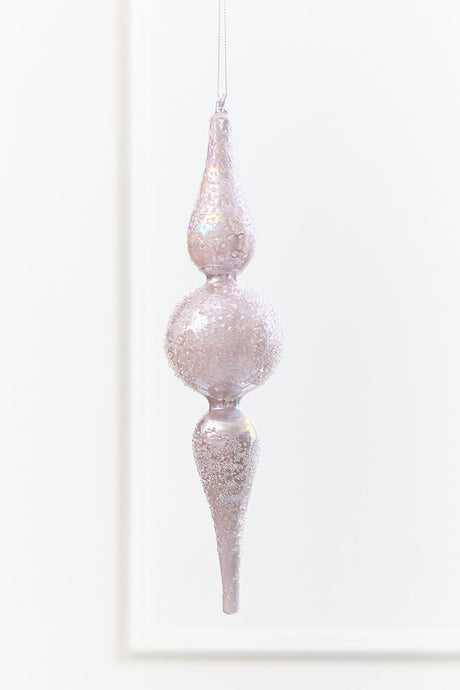 12" - 13" Iridescent Glitter Finial Glass Ornament