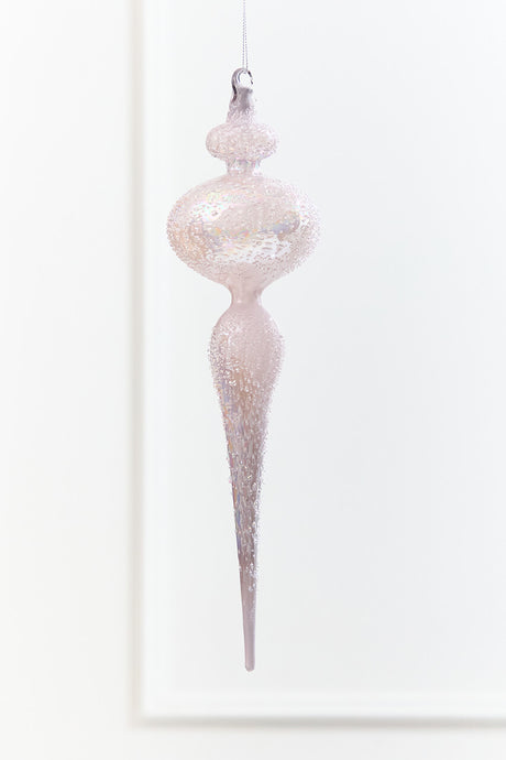 12" - 13" Iridescent Glitter Finial Glass Ornament
