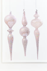 12" - 13" Iridescent Glitter Finial Glass Ornament