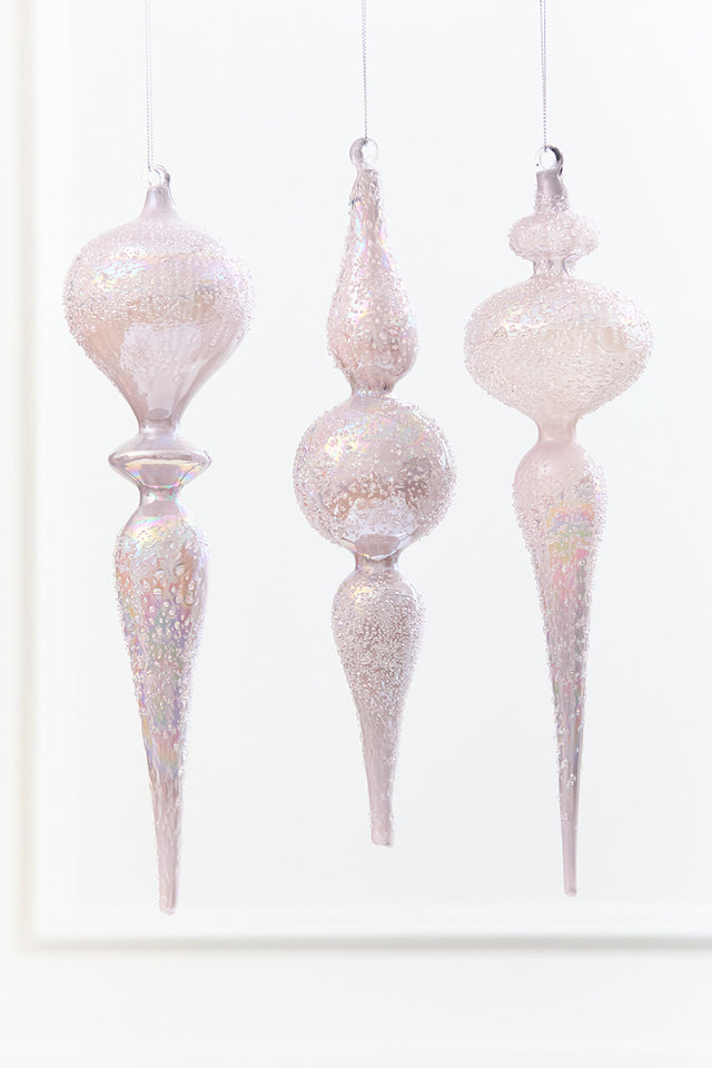 12" - 13" Iridescent Glitter Finial Glass Ornament