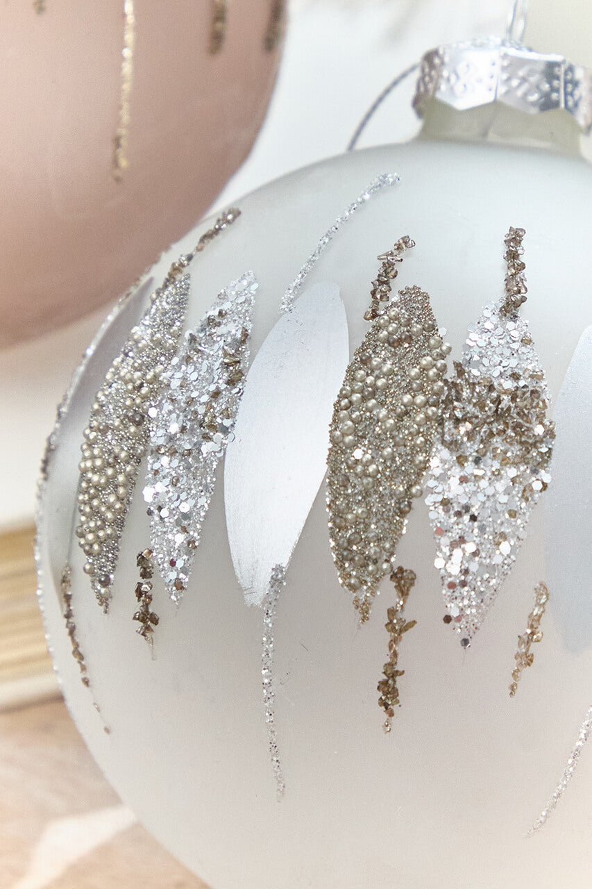 5" Glitter Cascade Glass Ball Ornament