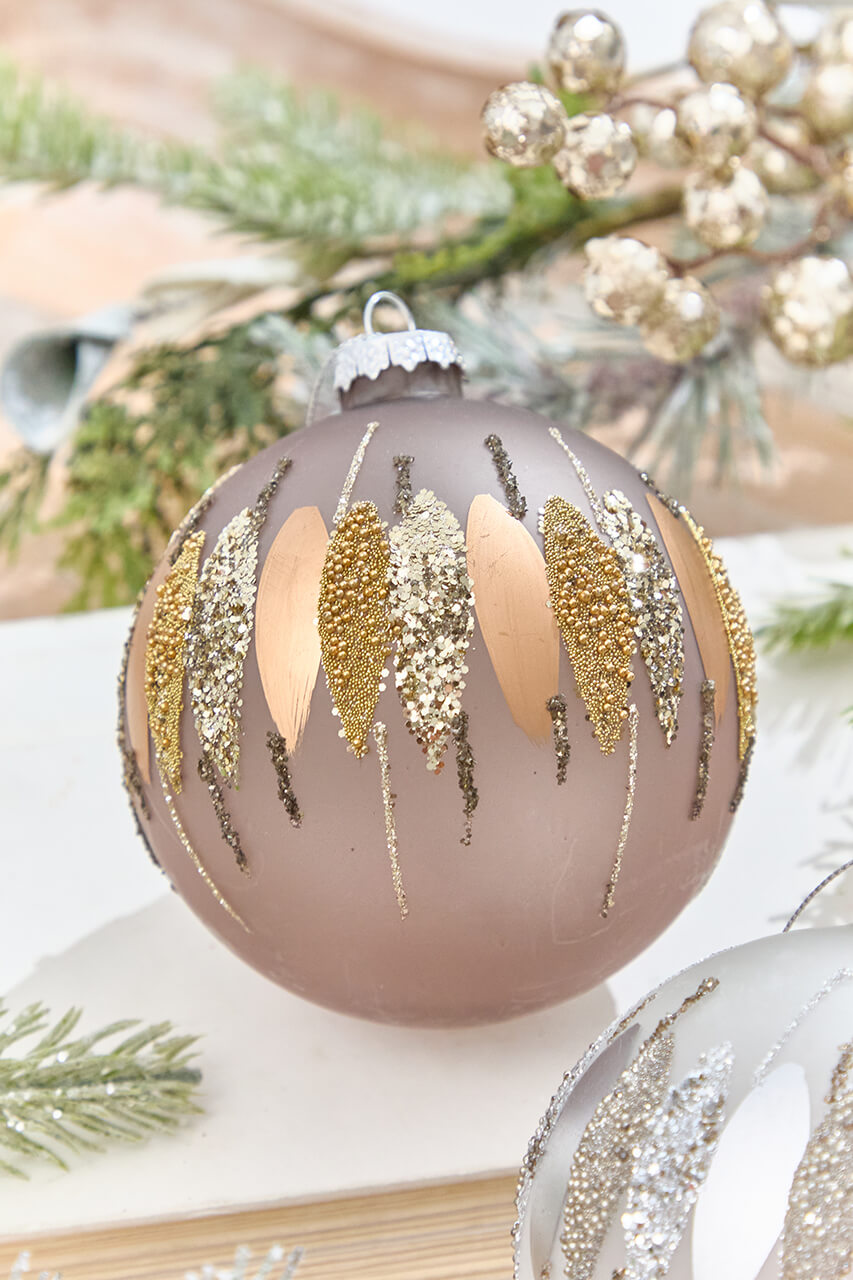 5" Glitter Cascade Glass Ball Ornament