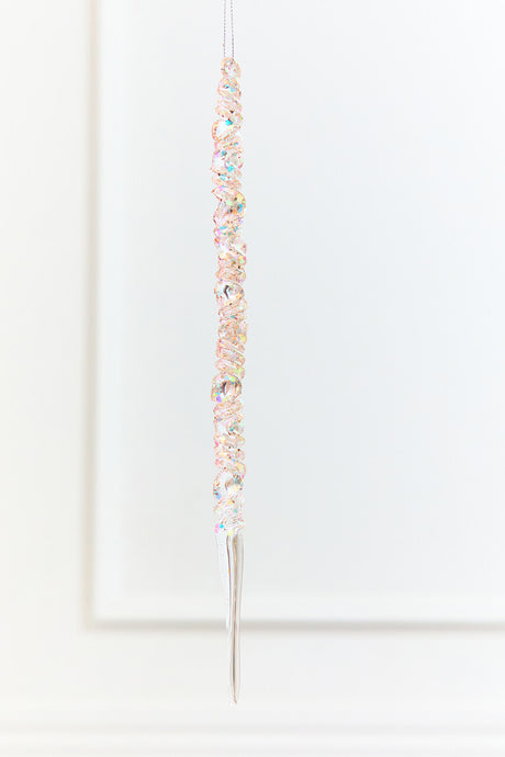 11.5" Iridescent Glass Icicle Ornament