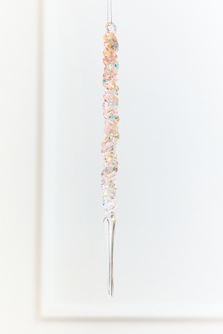 9.75" Iridescent Glass Icicle Ornament