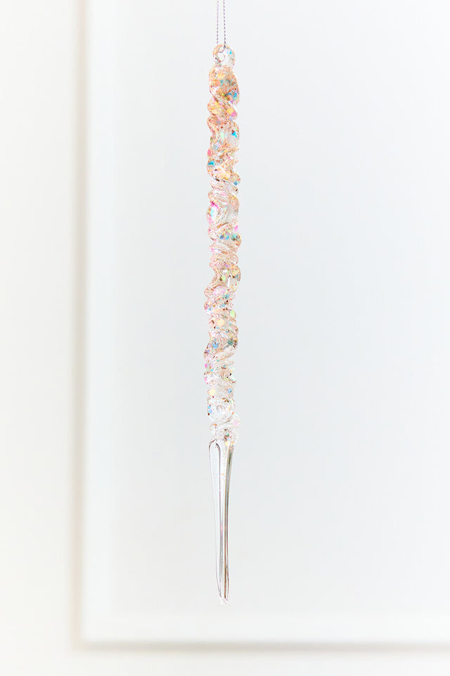 9.75" Iridescent Glass Icicle Ornament