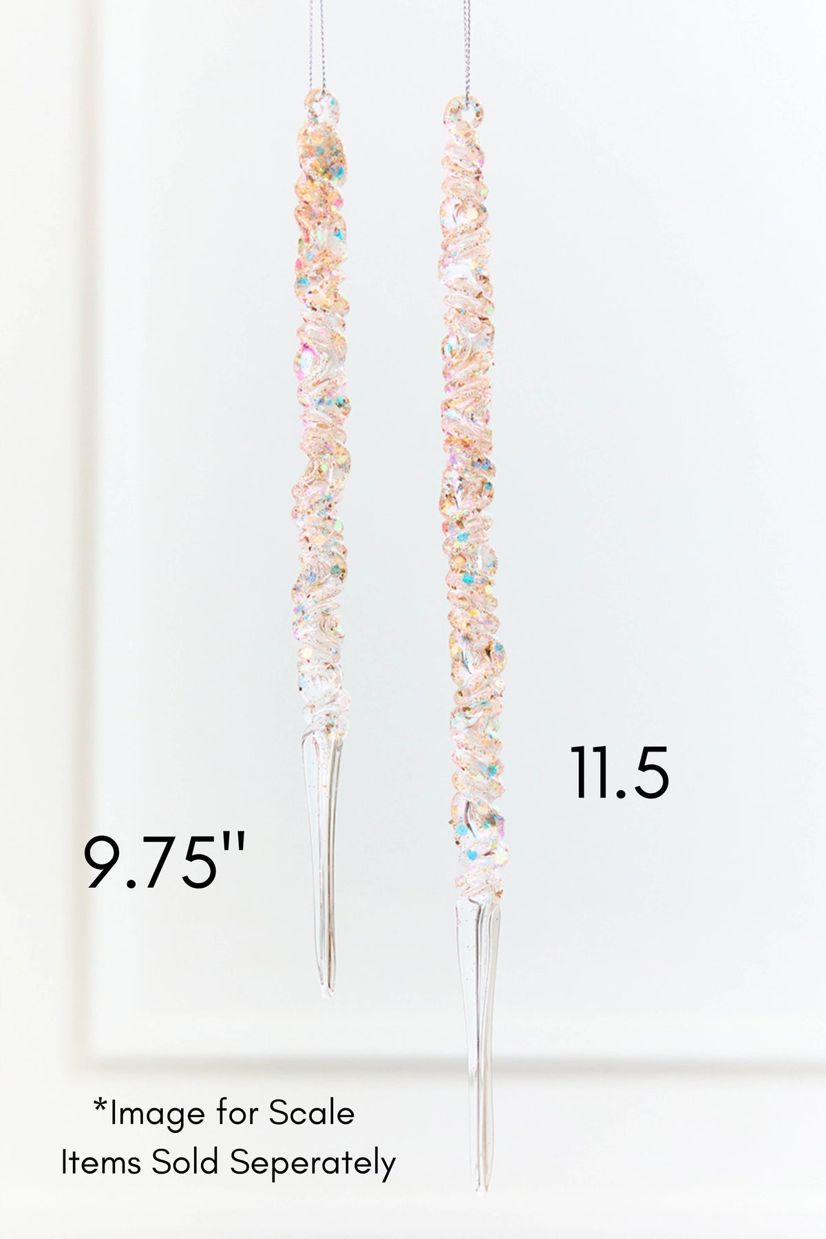 11.5" Iridescent Glass Icicle Ornament