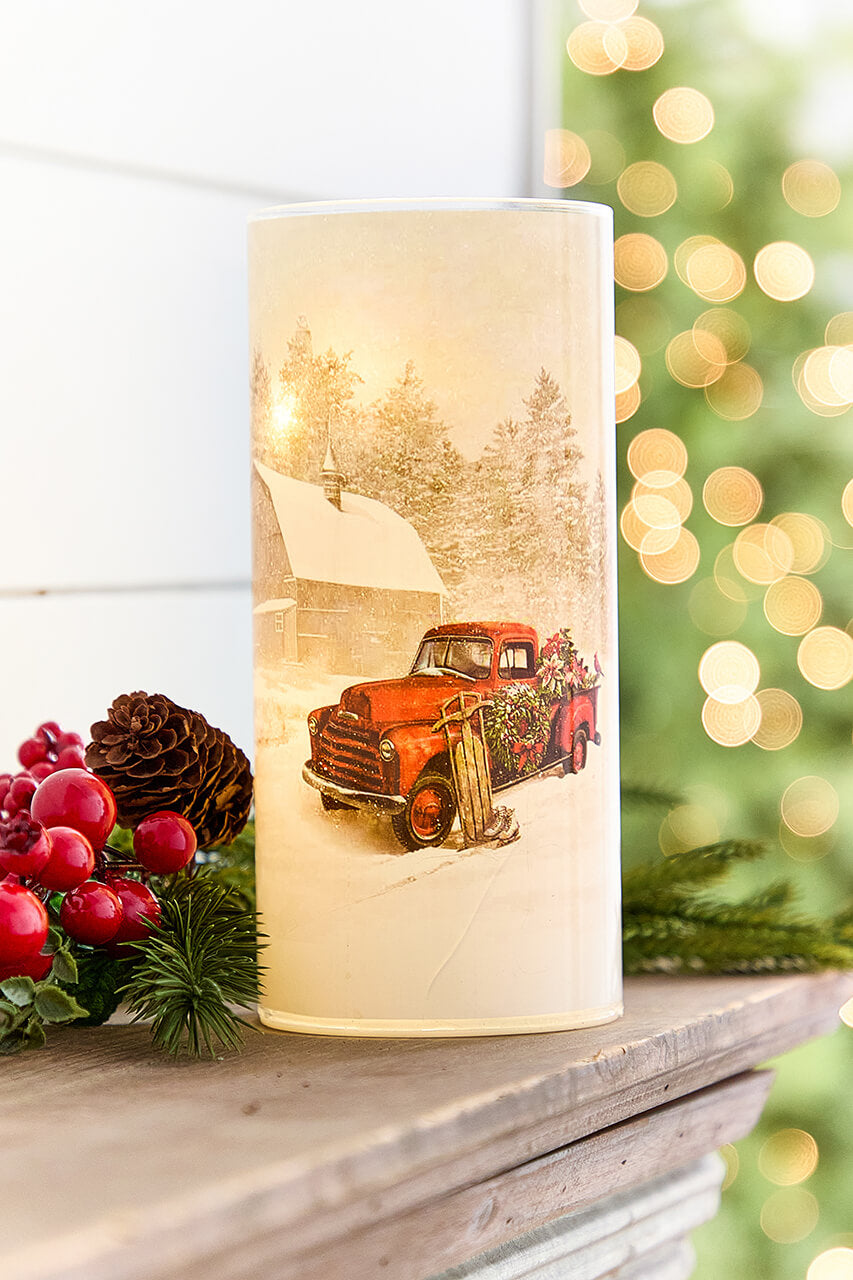 5.9" - 9.8" Nostalgic Christmas Glass Luminaries - Set of 3