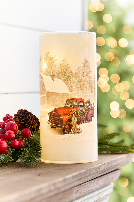 5.9" - 9.8" Nostalgic Christmas Glass Luminaries - Set of 3