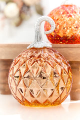 4.75" - 8" Lighted Handblown Mercury Glass Pumpkins - Set of 3