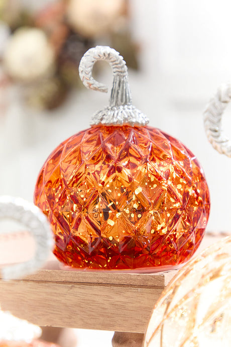 4.75" - 8" Lighted Handblown Mercury Glass Pumpkins - Set of 3