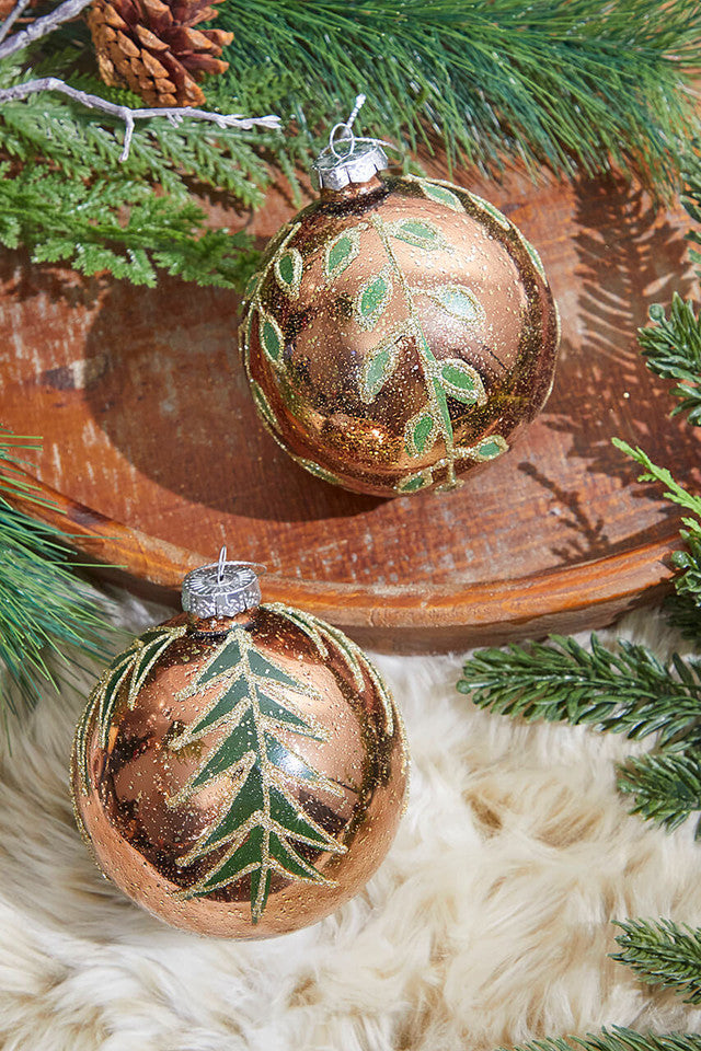 4" Glass Woodland Scene Ornament Christmas Decor