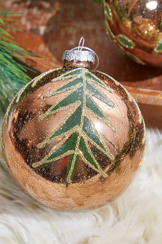4" Glass Woodland Scene Ornament Christmas Decor