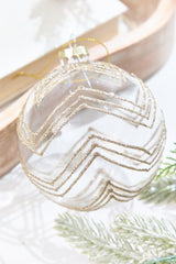 5" Gold Glitter Art Deco Glass Ornament
