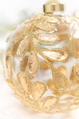 4" Gold Leaf Clear Glass Ornament