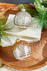 4" Woodland Scene Glass Ornament