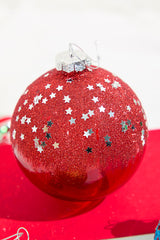 4" Glitter Ornament with Stars