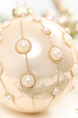 4" Glitter & Pearl Glass Ornament
