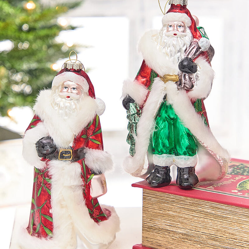 8" Glass Santa Ornament