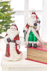 8" Glass Santa Ornament