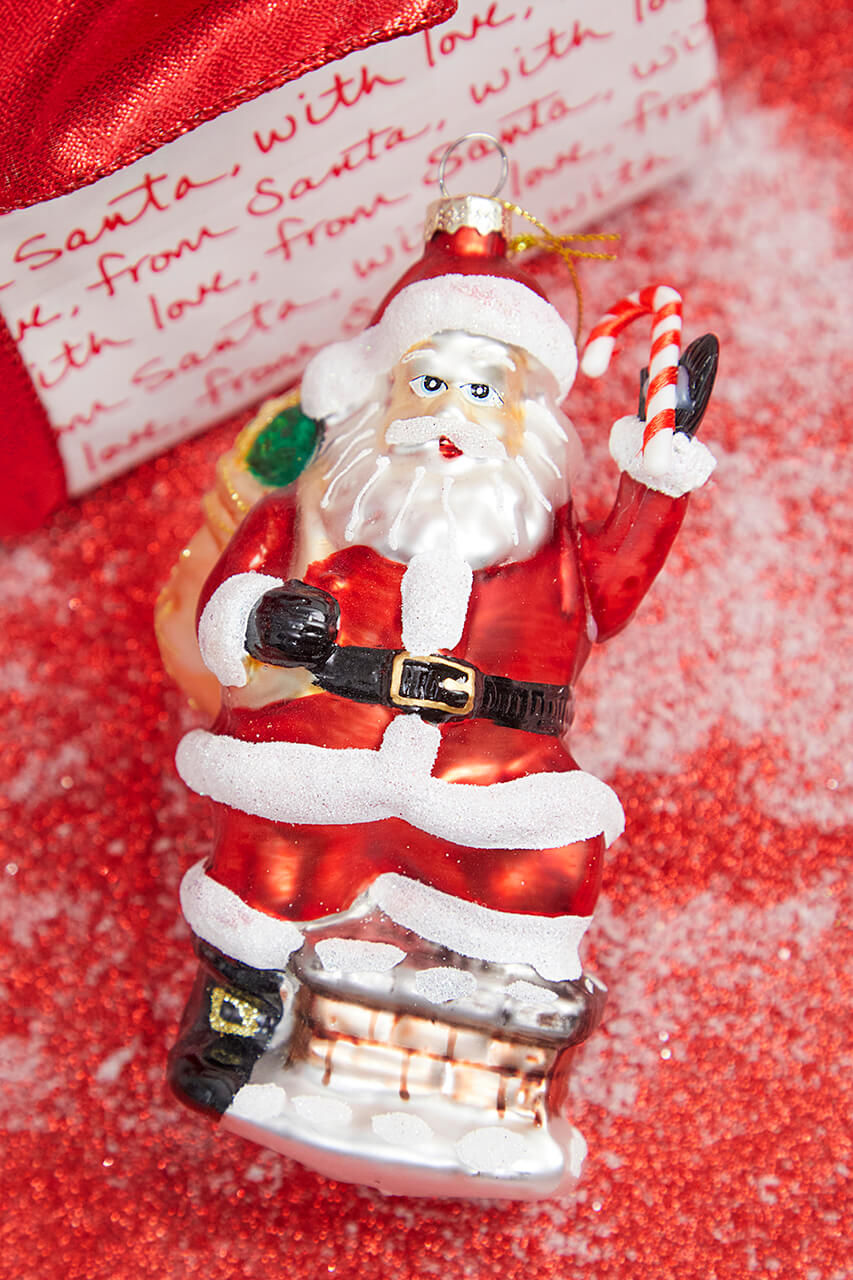 5” Glass Santa Ornament