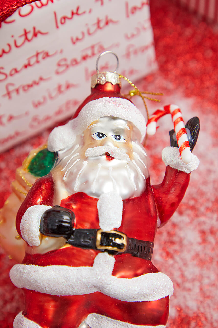 5” Glass Santa Ornament