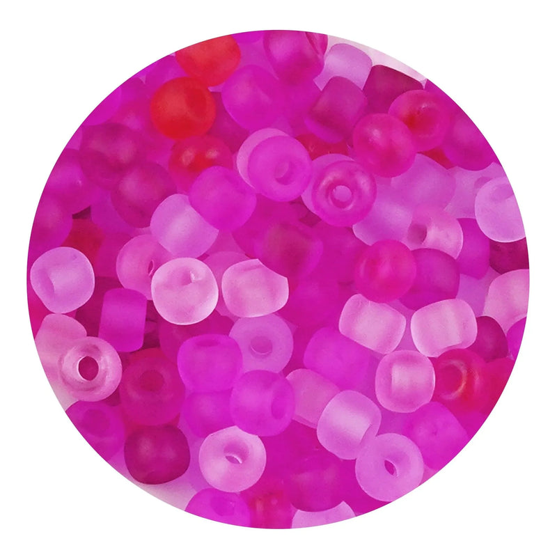 Glass Seed String Beads - Frosted Pink Blend (500 Beads - 2mm)